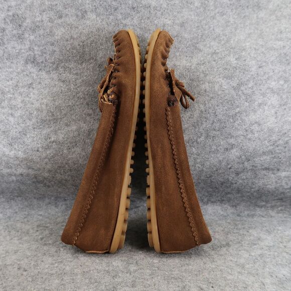 Minnetonka Shoes Womens 10 Moccasin Loafer Slip On Tassel Fringe Leather Leopard - Picture 8 of 14